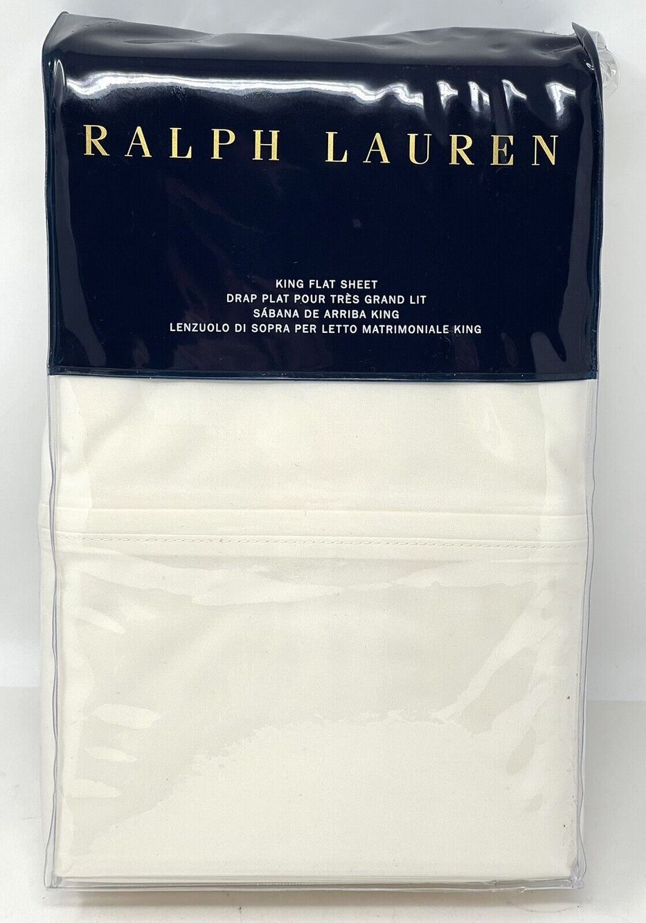 Ralph Lauren RL 464 Thread Count KING Flat Sheet Regatta Cream Cotton Percale